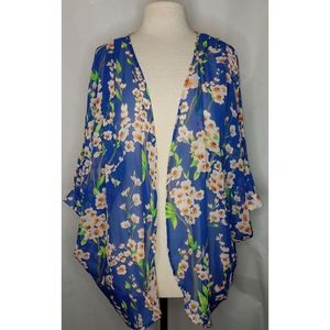 💋 bright blue floral kimono
